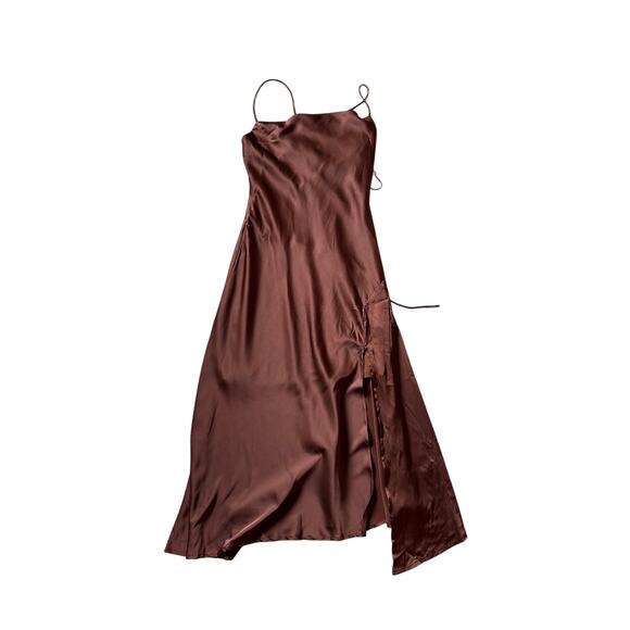 ASTR The Label Brown Satin Slip Midi Dress NWT Sz S - Picture 4 of 6